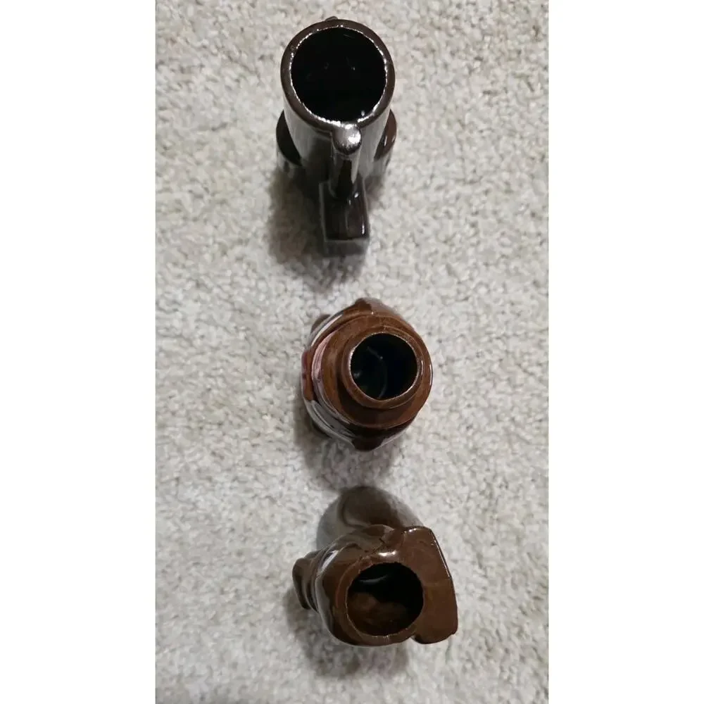 Vintage Japan Ceramic Novelty set of 8 Figural Shot Glasses Gun Shot Long Shot